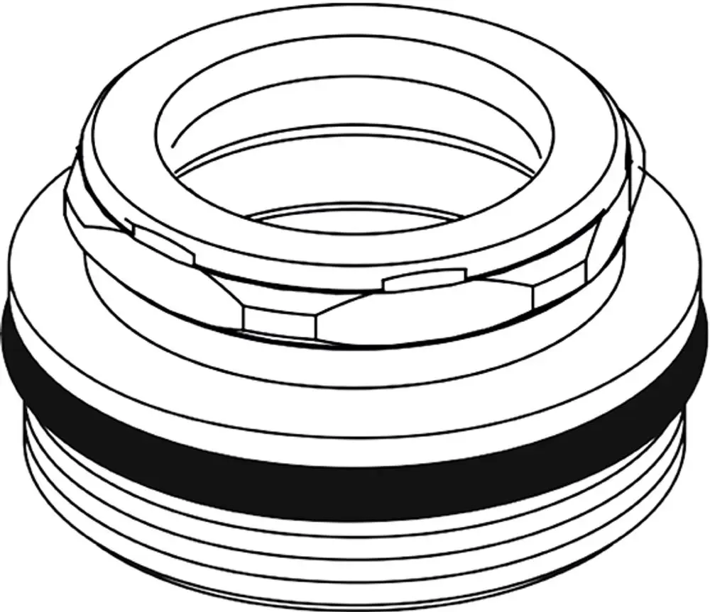 Gewindering von Ideal Standard, mit mehreren Rillen und einer abgedichteten Fläche, zur Verwendung in Verbindung mit kompatiblen Gewindeanschlüssen.
